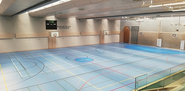 Die Sporthalle Reichenfeld nach den Sanierungsarbeiten. 