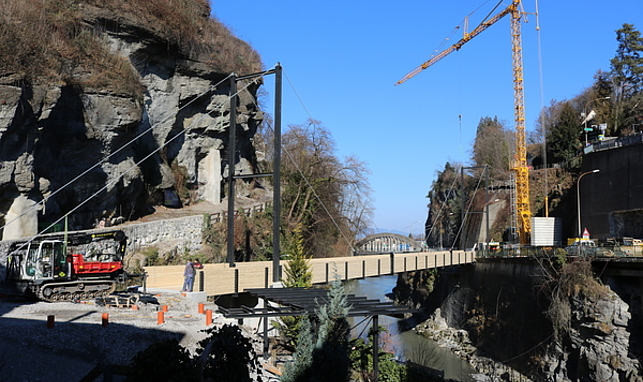 Die provisorisch errichtete Brücke in der Kapfschlucht.