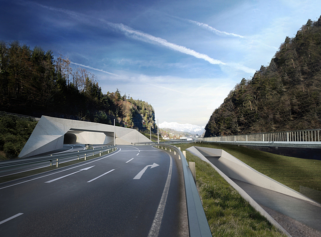 Die neue Trassenführung mit Radwegbrücke und Unterführung beim künftigen Stadttunnel-Portal Felsenau
